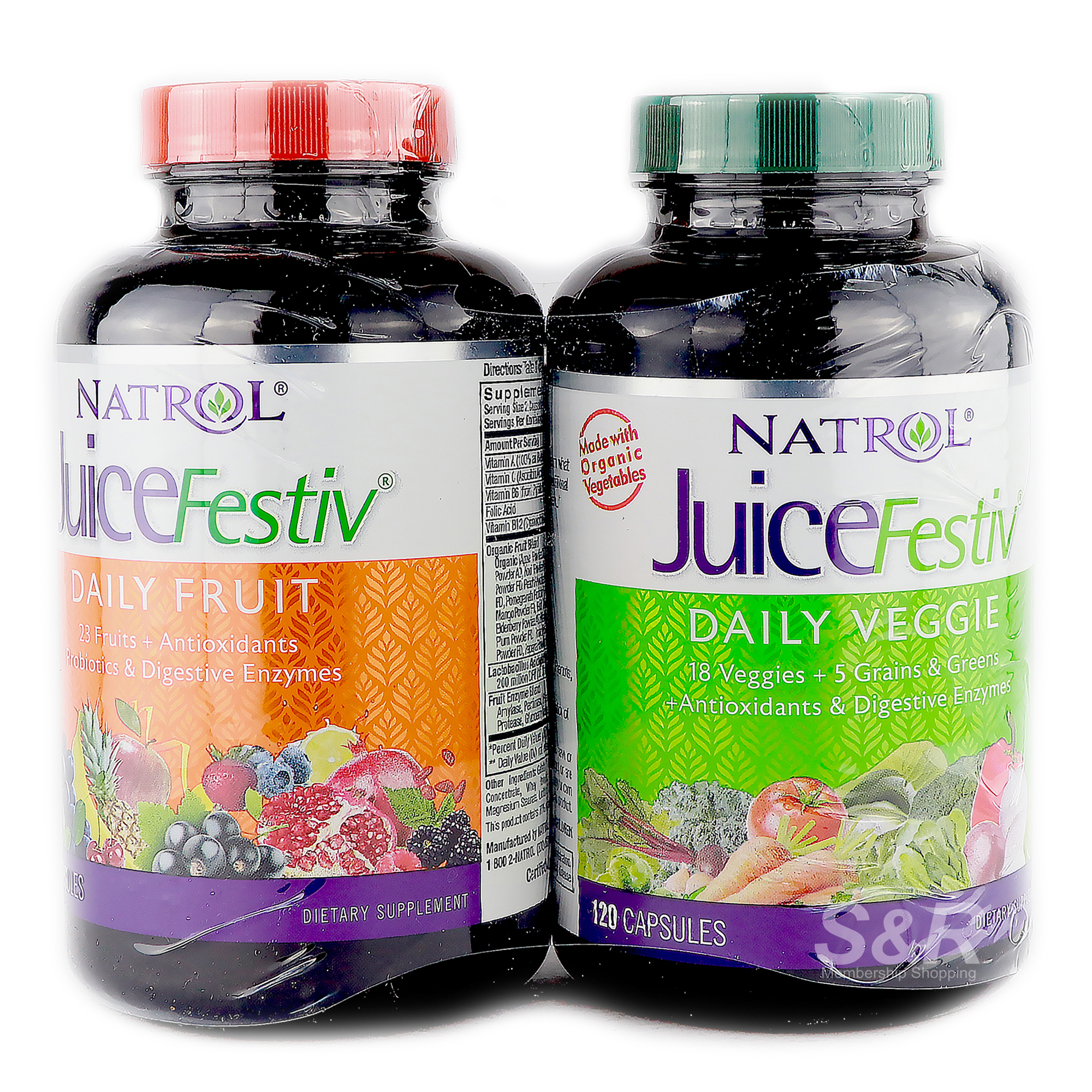 Natrol Juice Festiv Daily Fruit and Veggie Dietary Supplement 2 bottles
